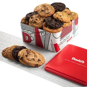 DAVID'S COOKIES Fresh Baked Assorted Cookie & Snack Gift Tin - Soft-Baked Assorted Mix, 1 lb/2 lb Options