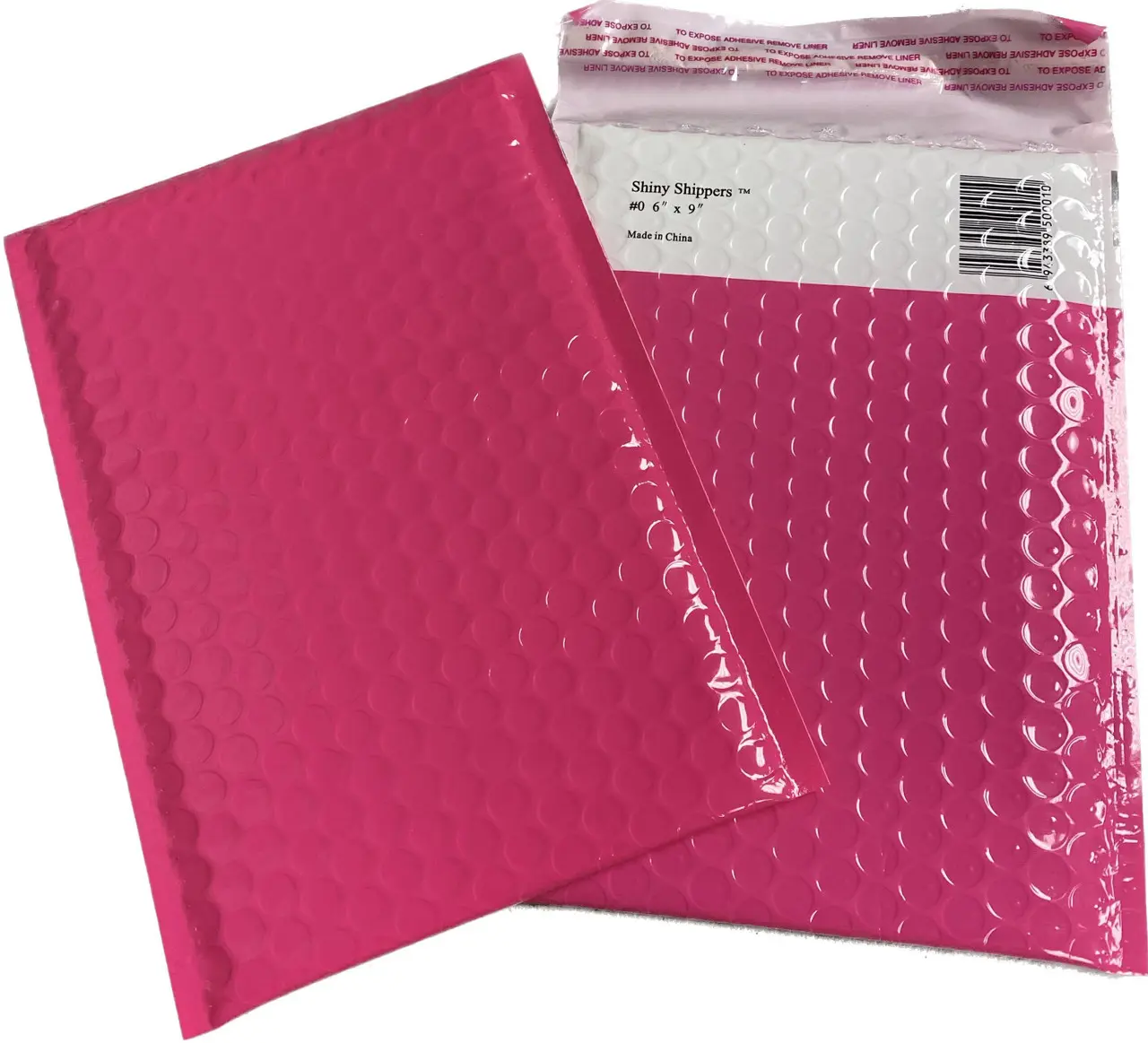 Pink Bubble Mailers #0 6" x 9" Self Seal Shiny Shippers - 200 / Case