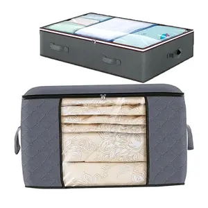 Foldable Thick Cloth Clothing Storage Bag - Travel Organizer for Bedroom Wardrobe Clothes, Bedding, 2 Different Styles
