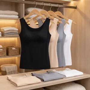 Lady's 4-Pack Cotton Sleeveless Thermal Tank Tops for Women - Warm Winter Base Layer Camisole Undershirt, Breathable Essential Layering Underwear for Daily Wear