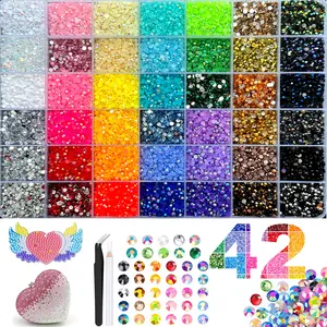 42000Pcs 42Colors 3mm Jelly Flatback RhinestonesBedazzling Kit with Nail Art, Shoes & DlY Diamond Art,Mother’s Day DIY Craft Set for Nail Art & Shoes, Ultimate Creative Gift for Her