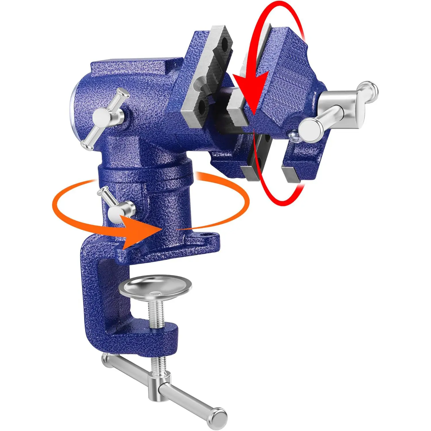 Compact Portable Multi-Functional Bench Vise - 2.5" & 1.5" Dual Jaws, 360° Rotating Jaws, Anvil Base, Table Clamp, Suitable for Woodworking, Metalworking, DIY Projects