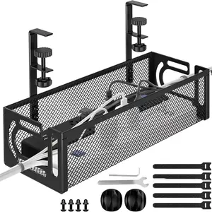 Under Desk Cable Organizer Tray, 1 Count Cable Management Rack, Cord Organizer, Home Organizer for Power Strip, Router & Data Cable