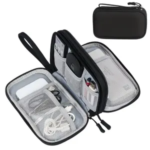 Travel Cable Organizer Pouch – Electronic Accessories Carrying Case, Portable Waterproof, Multi-Layer All-in-One Storage Bag for Cables, Chargers, Phones, and Earphones, Black