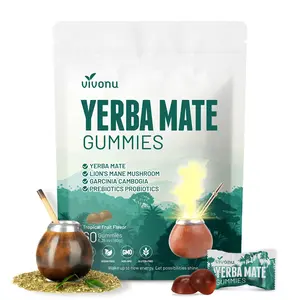 VivoNu Yerba Mate Gummies with Lion's Mane & Prebiotics Probiotics for Focus Mood Balance & Gut Health Tropical Fruit Flavor 60 Vegan Gummies - Healthcare