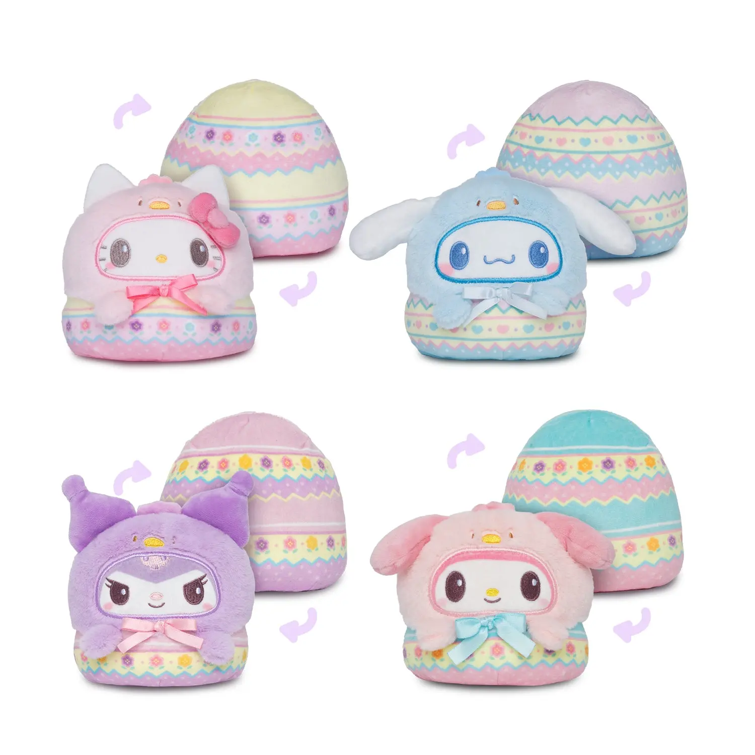 Hello Kitty and Friends 4" Reversible Easter Egg Plushie Bundle