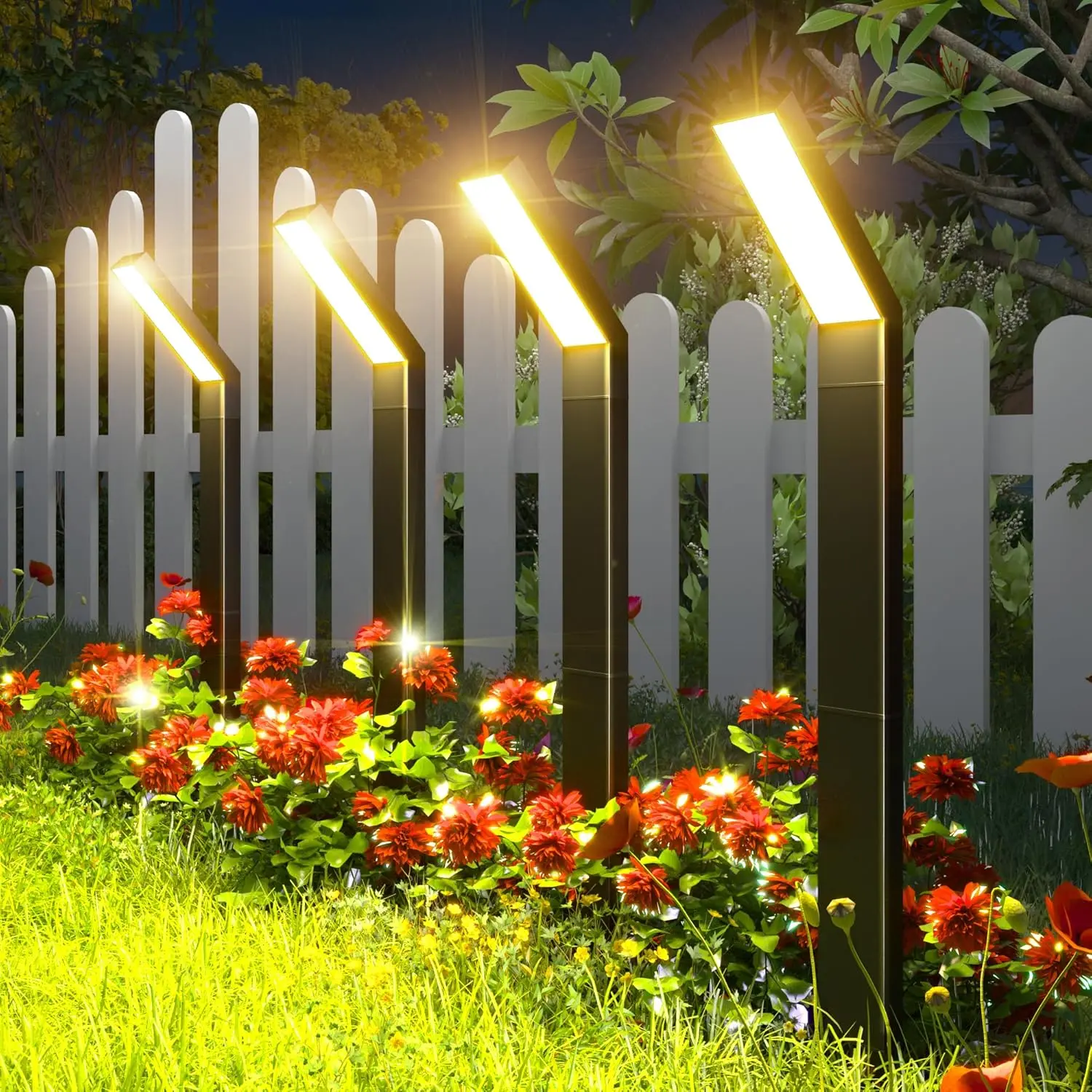 Solar Pathway Lights Outdoor, 1/3/4 Pack Solar Lights Outdoor Waterproof, Bright Solar Garden Lights Solar Lights for Outside Landscape Lighting Yard Patio Backyard Driveway Walkway Path Lawn Outdoorfun