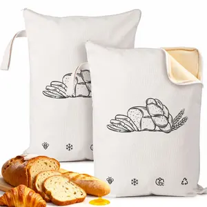 2Pcs Reusable Beeswax Bread Bags | Large 17x13in Cotton Storage Bag with L-Shape Zipper | Airtight Freshness Keeper for Homemade Sourdough & Bakery Essentials