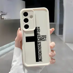Trendy Letter Cross Soft&Flexible TPU Silicone Phone Case For Galaxy S26 Ultra S25 Edge S24 FE S23 S22 S21 Plus A13 A14 A15 A16 A17 A33 A34 A35 A36 A52 A53 A54 NOTE20 Durable|Shockproof|Full Camera Protection|Anti-Fingerprint