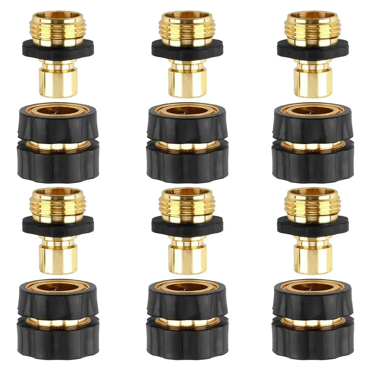 Garden Hose Quick Connector, 3/4 Inch Male and Female Garden Hose Fitting Quick Connector Rubber Washers Leak Proof Durable Aluminum