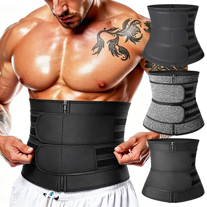 CATTIBOR Men and Women Zipper Sauna Waist Trainer Cincher,Men Neoprene Workout Corset With Adjustable Hook & Eyes,Men & Women Trainer GYM Fitness Shapewear Sport Belt,Men Sportwear Polyster