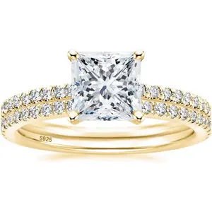 2CT 925 Sterling Silver Bridal Ring Sets Princess Cut CZ Engagement Promise Rings for her  Wedding Rings for Women Size 3-11 princess cut ring halorings