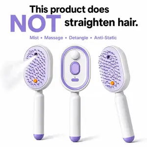 【Not straightened】Electric Spray Air Cushion Massage Comb, Self-Cleaning Anti-Tangle Hair Brush, Anti-Static Volumizing Scalp Massage Brush for Dry Frizzy Hair Care, No Essential Oil Included