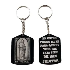 Acrylic Religious Keychain Set – 2x San Judas Tadeo Acrylic Keychains – Laser Cut & Engraved