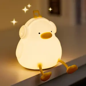 Cute Duck Design Night Light, USB Rechargeable 3 Levels Brightness Dimmable Night Light, Silicone Nursery Night Light, Room Decor, Cute Gifts for Girls Boys