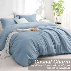 Raybee  MarshMellow  Soft Comforter Set Queen Size-3-PCS ,Bedding Set for All Seasons ,Soft Luxury Cationic Dyeing Comforter for All Season,Including 1 Comforter Set & 1 Or2 Pillows Shams