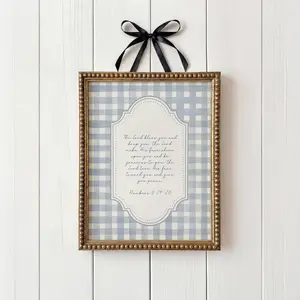Numbers 624-26 Nursery Printable Wall Art, Bible Verse Baby Boy Nursery Decor, Blue Gingham Christian Nursery Print, Scripture Wall Art [Unframed]