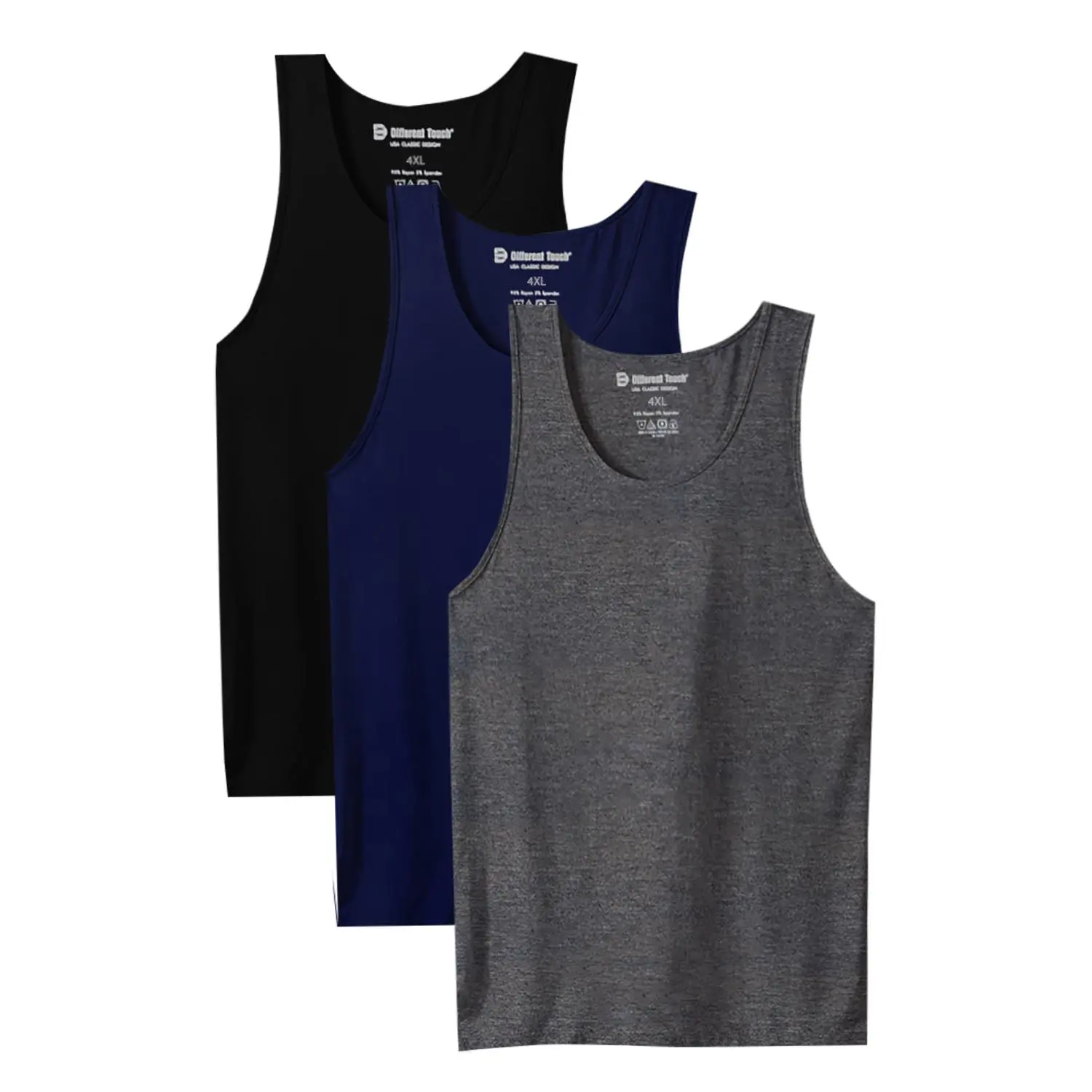 Men’s Bamboo Rayon Spandex Fabric Casual Smooth Undershirt Tank Tops, Big & Tall A-Shirts (3-Pack) - Menswear Essentials