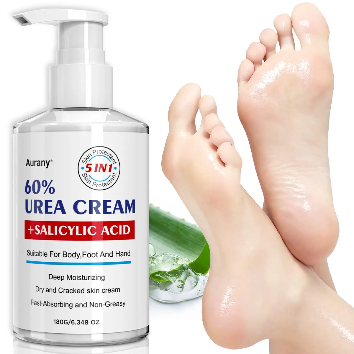 Urea Cream 60% Maximum Strength, 180g, Dead Skin Remover and Callus Repair Treatment, Intensive Foot Care Lotion for Cracked Heels, Exfoliating, Hydrating and Moisturizing Heel Cream Moisturizer, Foot Cream for Dry Feet