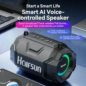 Portable Bluetooth Speaker, Waterproof Wireless Speaker with TWS Stereo, AI Voice Control, RGB Lights, Dual Diaphragm, Support USB/TF Card, for Outdoor Camping, Home, Party, Compatible with iOS/Android/Windows