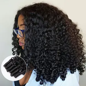 OQ HAIR Burmese Curly V Part Wigs With Drawstring Glueless Human Hair Wigs For Women No Leave Out Upgrade U Part Wigs Beginner Friendly Vacation Hair Wig Outdoorfun