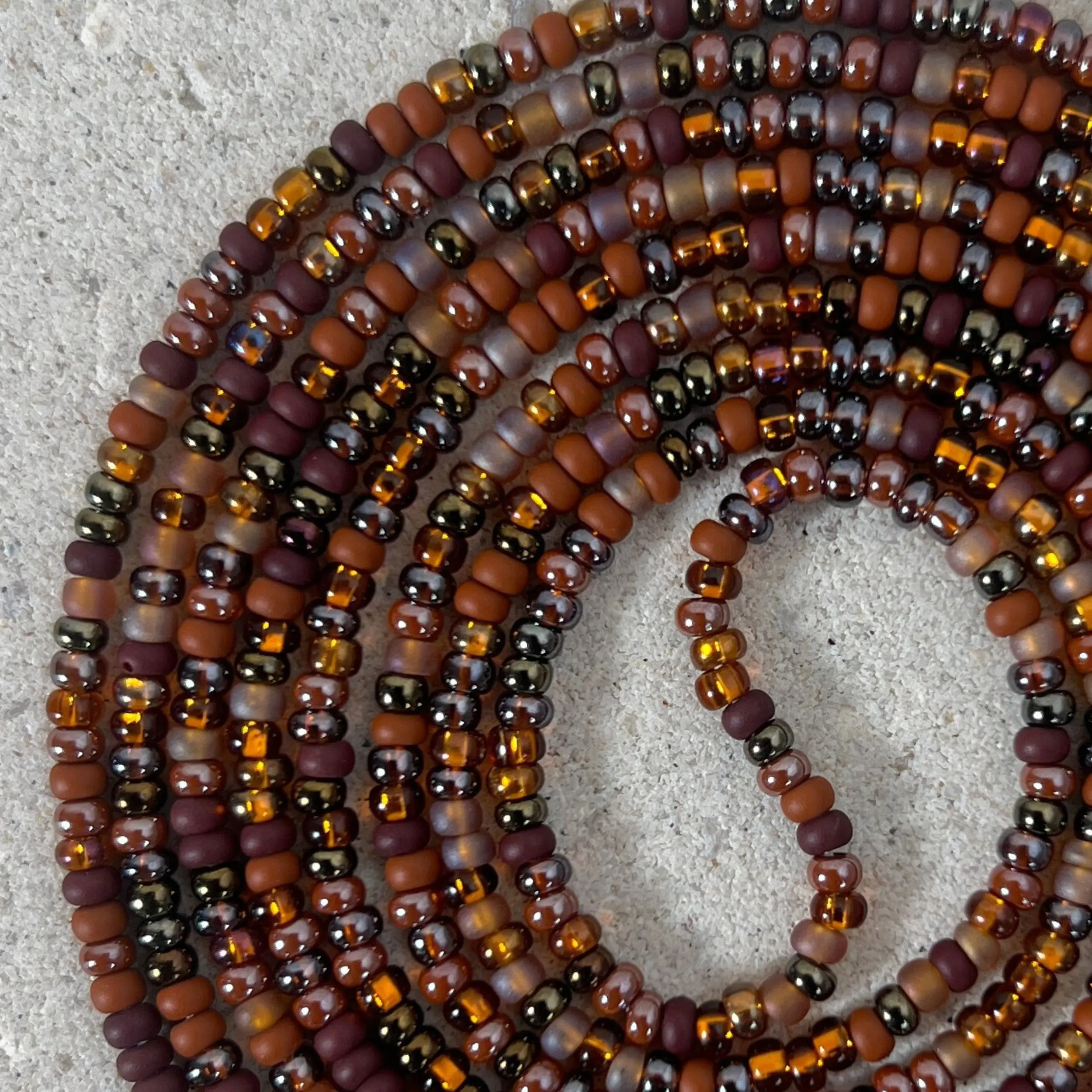 BROWN BLISS - Tie On Waist Beads - 45 to 60 inches - Brown Waistbeads - Neutral Waistbeads - Belly Beads - Body Beads - African Waistbeads Made By Venus Waistband