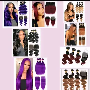 4pc Human Hair Bundles With Closure  Weave Bundles Human Hair With 4x4 Hd Lace Closure Colored Sew in Bundles Extension Raw Virgin Hair  Free Part