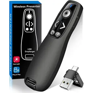 2-in-1 USB Type C Presentation Clicker Wireless Presenter Remote for PowerPoint ,Mac, Computer, Laptop-Black