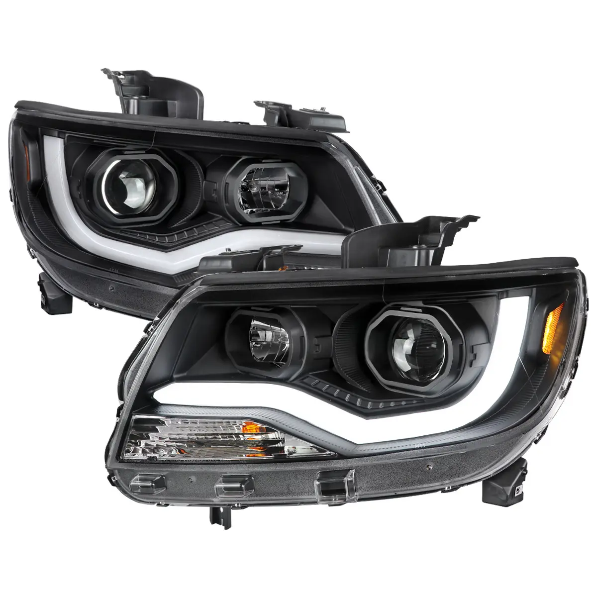 2015-2022 Chevrolet Colorado LED Bar Projector Headlights (Matte Black Housing/Clear Lens)