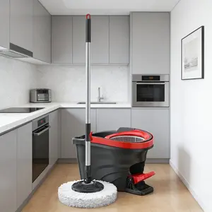 Home 360° Rotating Mop and Bucket Set, Floor Cleaning, Adjustable Handle, Ultra-Fine Fiber Replacement Heads, Flexible Rotation