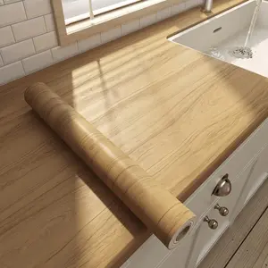Peel and Stick Maple Wood Vinyl Flooring Roll - 23.62"x197" Waterproof Removable Paper for Countertop, Walls, Cabinets