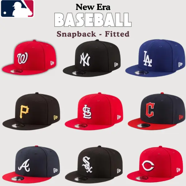 New Era MLB Team Logo Urban Baseball Hat – LA Dodgers, NY Yankees, White Sox, Cardinals, Nationals, Pirates, Braves, Guardians, Adjustable Curved Brim Snapback Cap, Vintage Street Fashion, Trending TikTok USA 2026 Collection