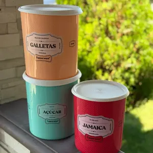 Colorful Canister Set of 3 with White Lids – 3L Red, 4.3L Orange, and Teal Storage Containers Acrylic Savings Jar Cereal Dispenser Tin Organiser