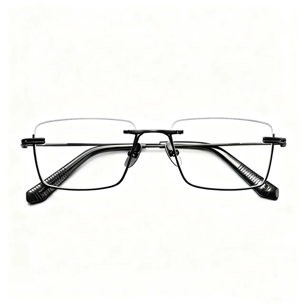 FIANPOR Men's Business Semi Rimless Titanium Pure Titanium Eyeglass Frame Unisex Lightweight & Comfortable