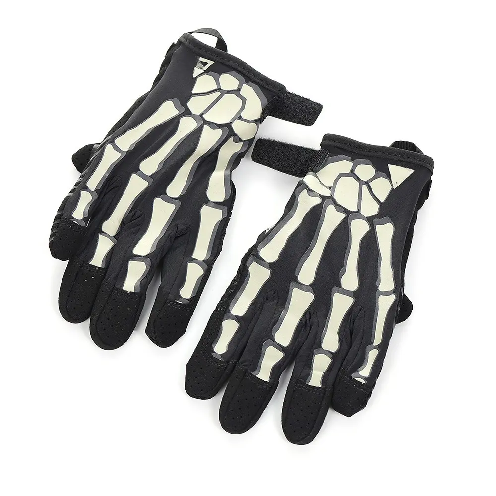 Skeleton Glow-in-Dark Motorcycle Gloves - Tactical Non-Slip Touchscreen Grips for Night Riding & Halloween Cycling Protection