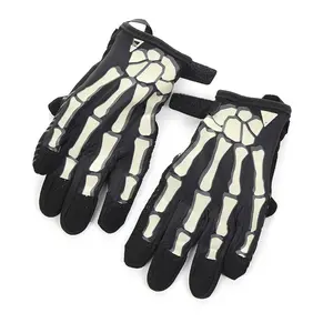 Skeleton Glow-in-Dark Motorcycle Gloves - Tactical Non-Slip Touchscreen Grips for Night Riding & Halloween Cycling Protection