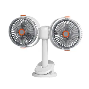 Dual Head Fan, Multi-Function Clip-On Fan, USB Rechargeable, Hangs, Stands, Clips, Suspends, Suitable for Dormitory, Home, Camping, Gift