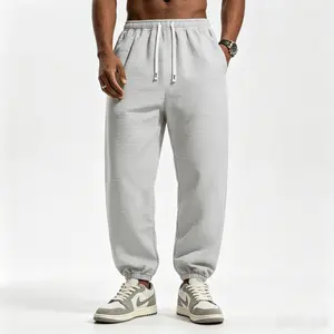 Men's Light Gray Waffle Knit Jogger Pants - Athletic Men's Pants with Elastic Waist Drawstring, Quick Dry Tech, Relaxed Wide Leg, Casual Sweatpants for Daily & Outdoor Streetwear Training Alphabet Print Loose Fit