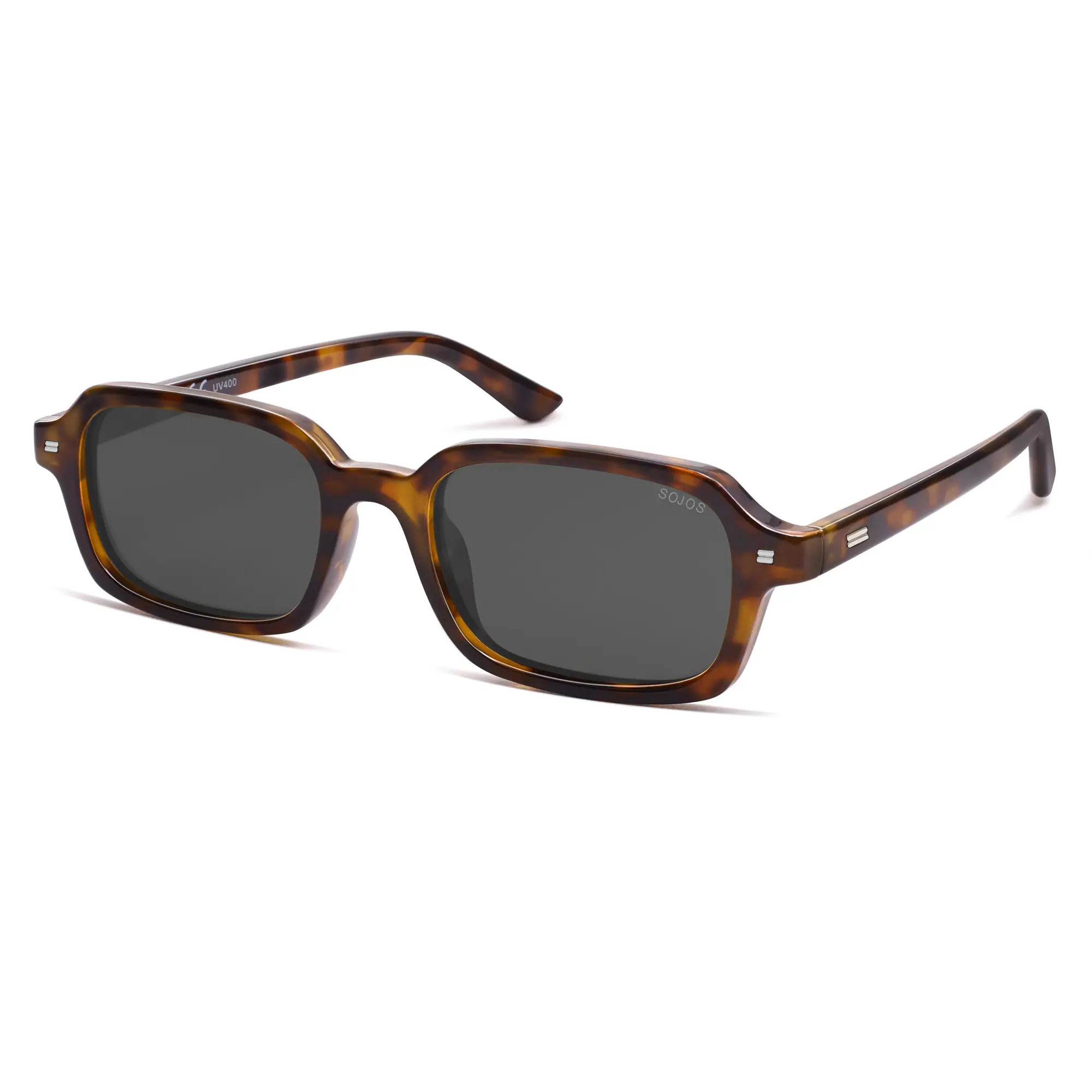 SOJOS Retro Rectangular Polarized Sunglasses Womens Mens, 80s 90s Small Trendy Slim Narrow Square Sunnies