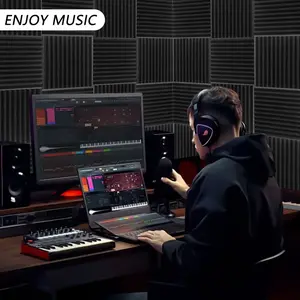 12pcs acoustic high density soundproof panels, 12x12x1 inch sound absorbing, office soundproof wall panels, ceilings, game rooms, recording studios to reduce noise