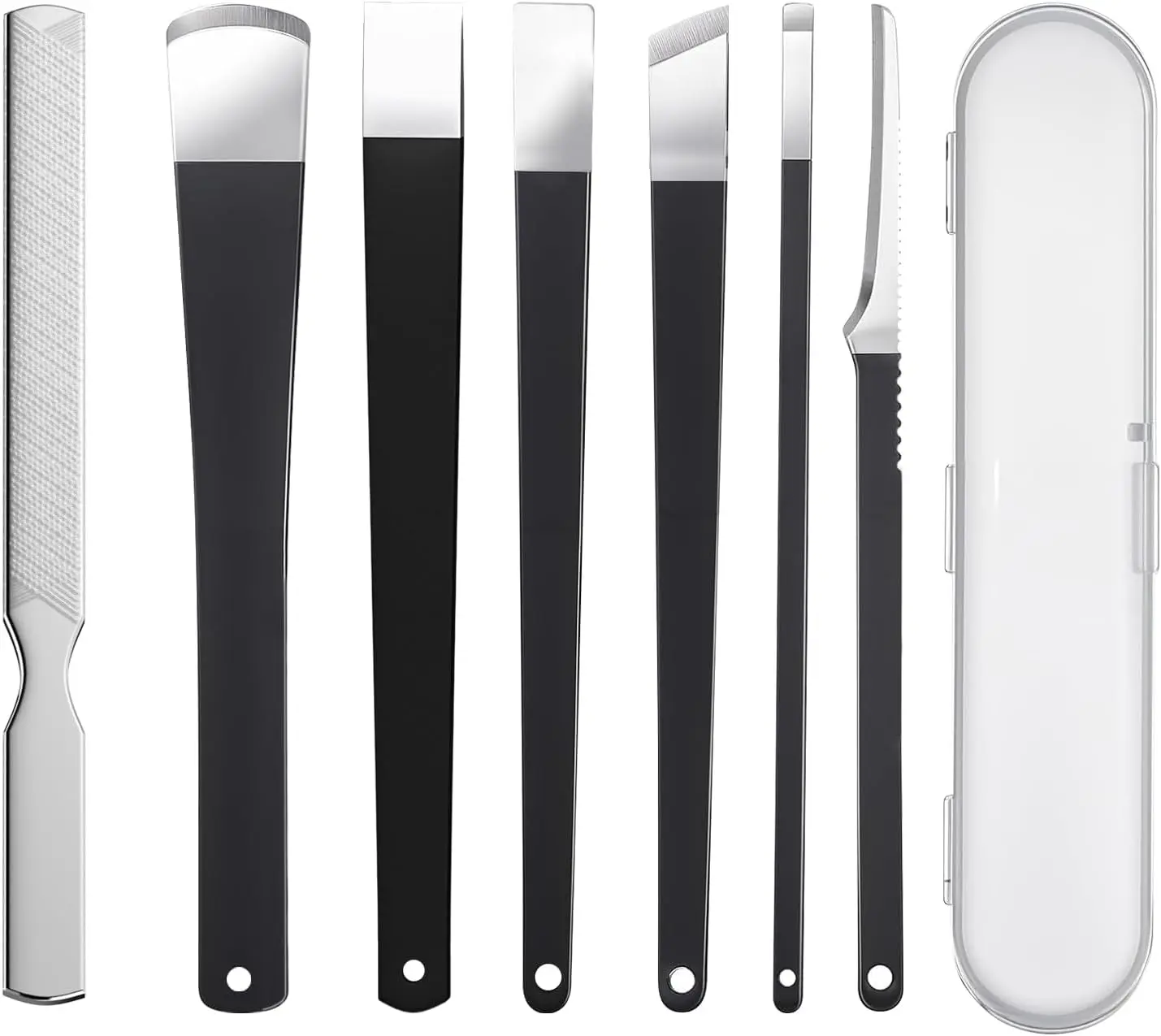 7 Pcs Professional Pedicure Tools for Feet, Stainless Steel Ingrown Toenail Removal Blade Kit with File, Toe Nail Knife Set for Men Women,Corn and Rasp Callus Remover Foot Scraper for Dead Skin