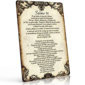 Salmo 91 Spanish Psalm Religious 8x12 Inch Aluminum Metal Sign - Inspirational Spanish Christian Wall Decor for Church, Prayer Room, Home, Spanish-Speaking Households - Retro Tin Sign Gift for Faithful Christians and Spanish Speakers Ornaments