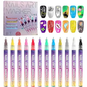 12 Color Nail Art Pens Set - Nail Polish Graffiti Dotting Drawing Liner Markers DIY Manicure Accessories
