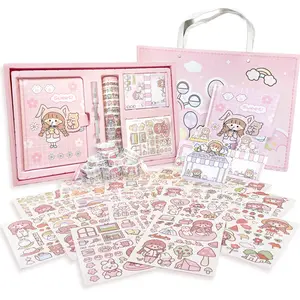 Cute Hardcover Notebook Stationery Set School Supplies Scrapbook Journal Birthday Gift Holiday Stickers bulletjournal
