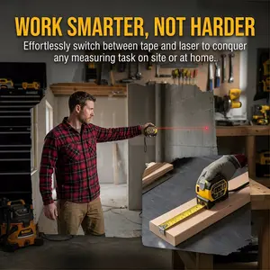 2-in-1 Laser Measuring Tool| 5m Self-Locking Tape + 40/50/60m Laser Distance Meter with LCD Display for Construction & Layout