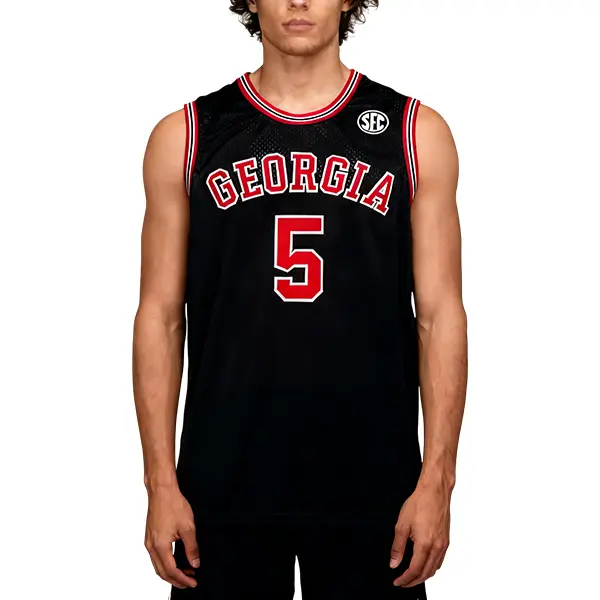Men's Anthony Edwards #5 Georgia College Black Polyester V-Neck Basketball Jersey - Mesh Ventilated, Breathable, Quick Dry, Large Fit, Embroidered Detail, Retro, Stretch, Sporty Chic, S-XXL Plus & Standard Sizes, Male Outdoor Sportswear, Halloween Gift, M