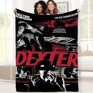Mysterious Forensic DEXTER themed printed flannel blanket, soft and comfortable, a must-have for sofas, bedrooms, offices, and ideal gifts