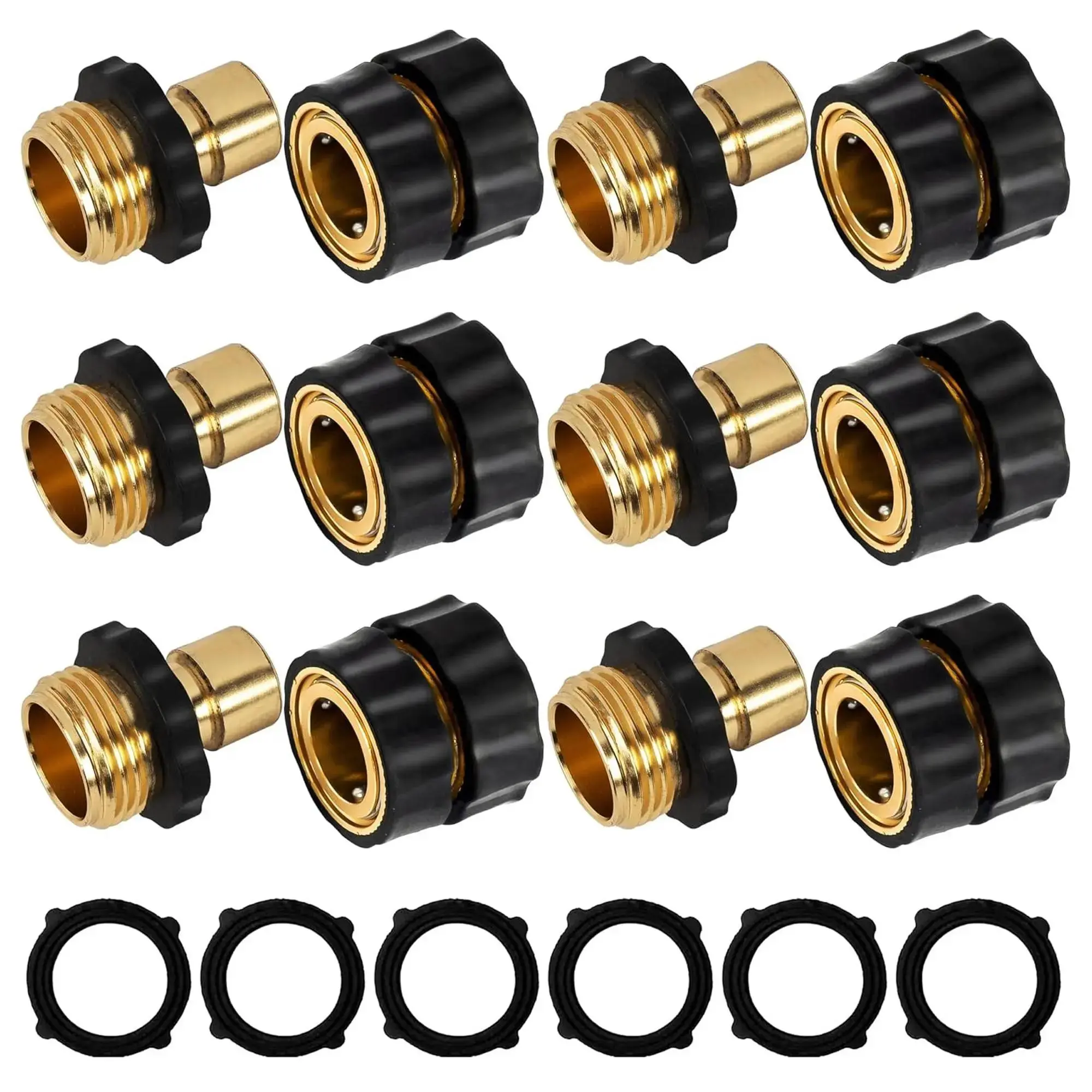 1 Set / 3 Set / 6 Set 3/4 Inch Garden Hose Quick Connect, Quick Connect Garden Hose Fittings, Male and Female Water Quick Release Hose Connector