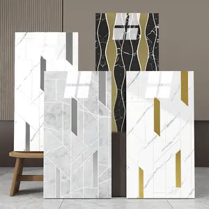 Self-Adhesive Faux Marble Wall Panels with Gold Trim, 20/40-Pack – Waterproof Peel & Stick Wall Tiles for Kitchen, Bathroom, Living Room, No Tools Needed