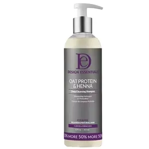 Design Essentials Oat Protein & Henna Deep Cleansing Shampoo 12 oz - Cleanse Hair with Natural Ingredients